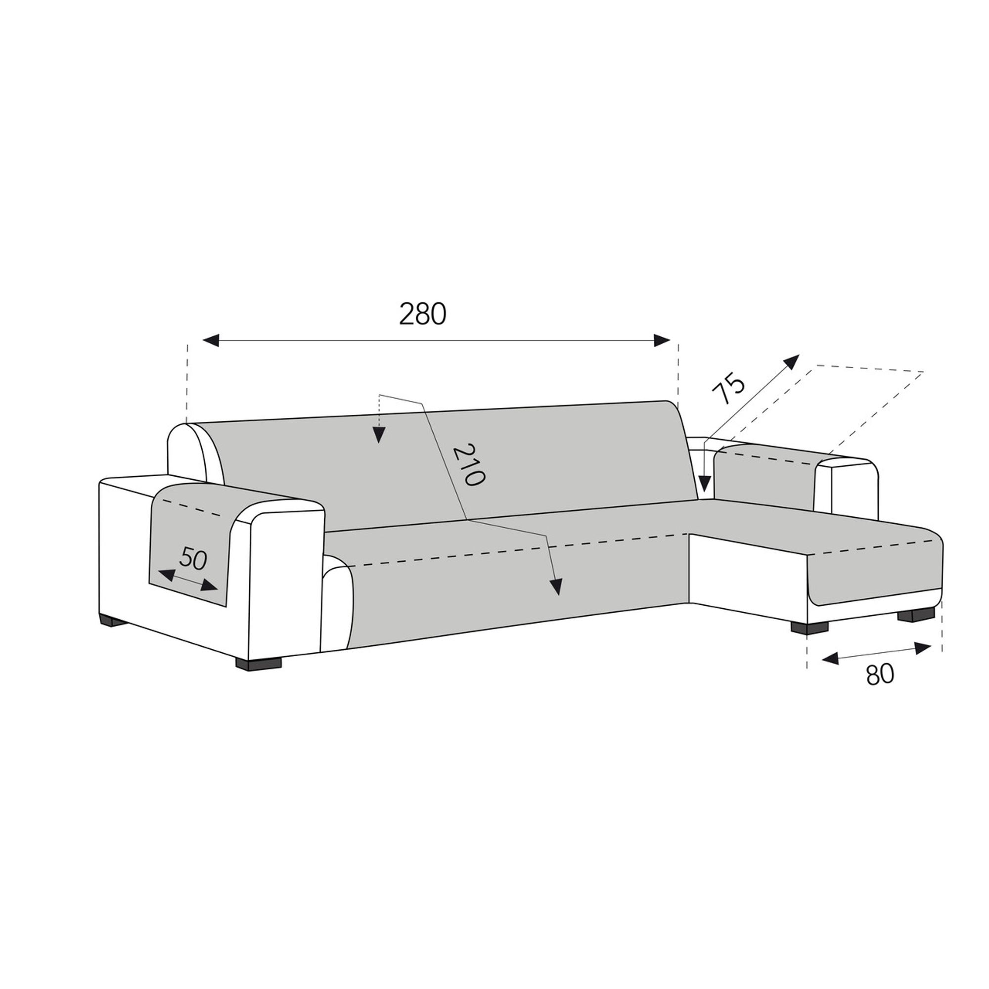 FUNDA SOFÁ CHAISE LONGUE 280 MARRÓN - Imagen 6